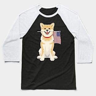 American Flag Shiba Inu Dog Love Baseball T-Shirt